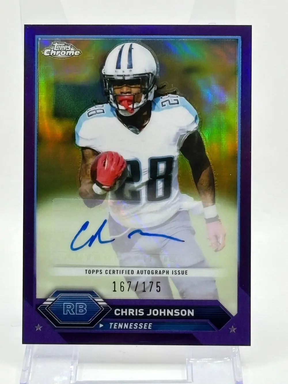 2023 Topps Chrome Chris Johnson Purple Refractor Auto 167/175 Tennessee Titans